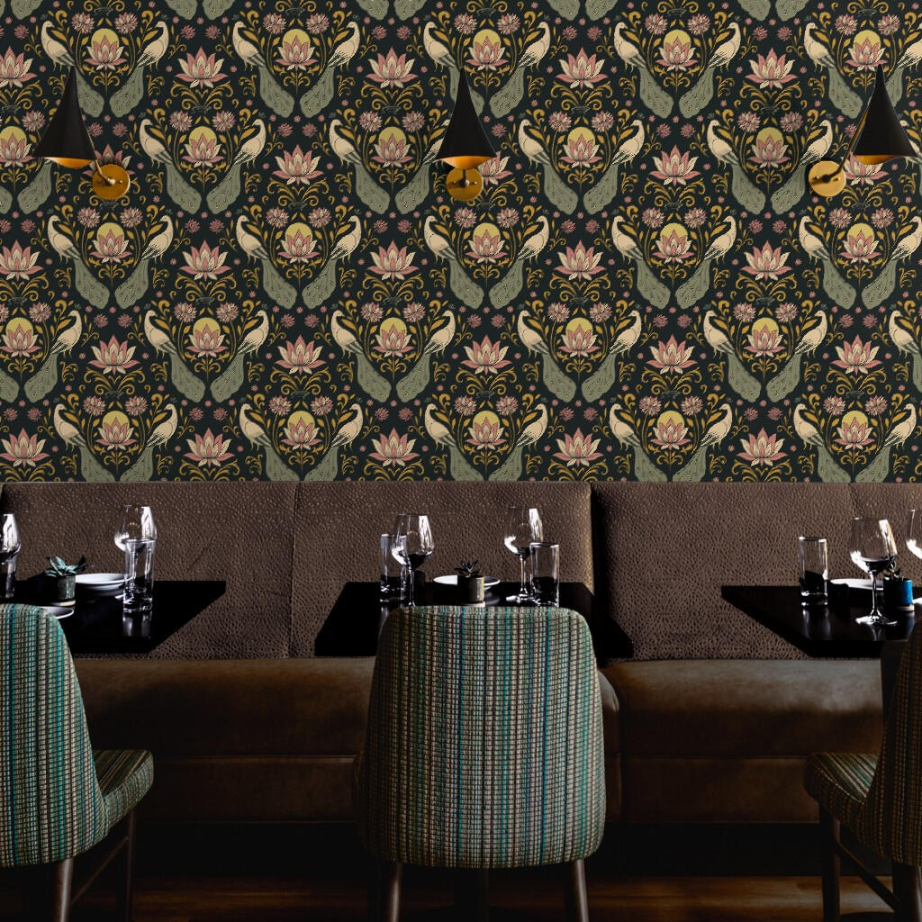 Retro Art Nouveau Peacocks